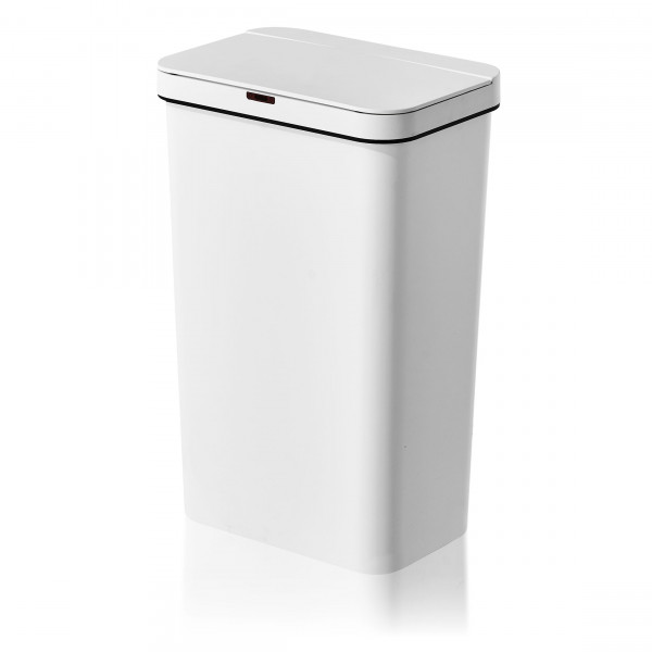 AMARE Kunststoff Mülleimer besonders leicht mit Sensor, 50 L Volumen, Abfallbehälter in Weiß